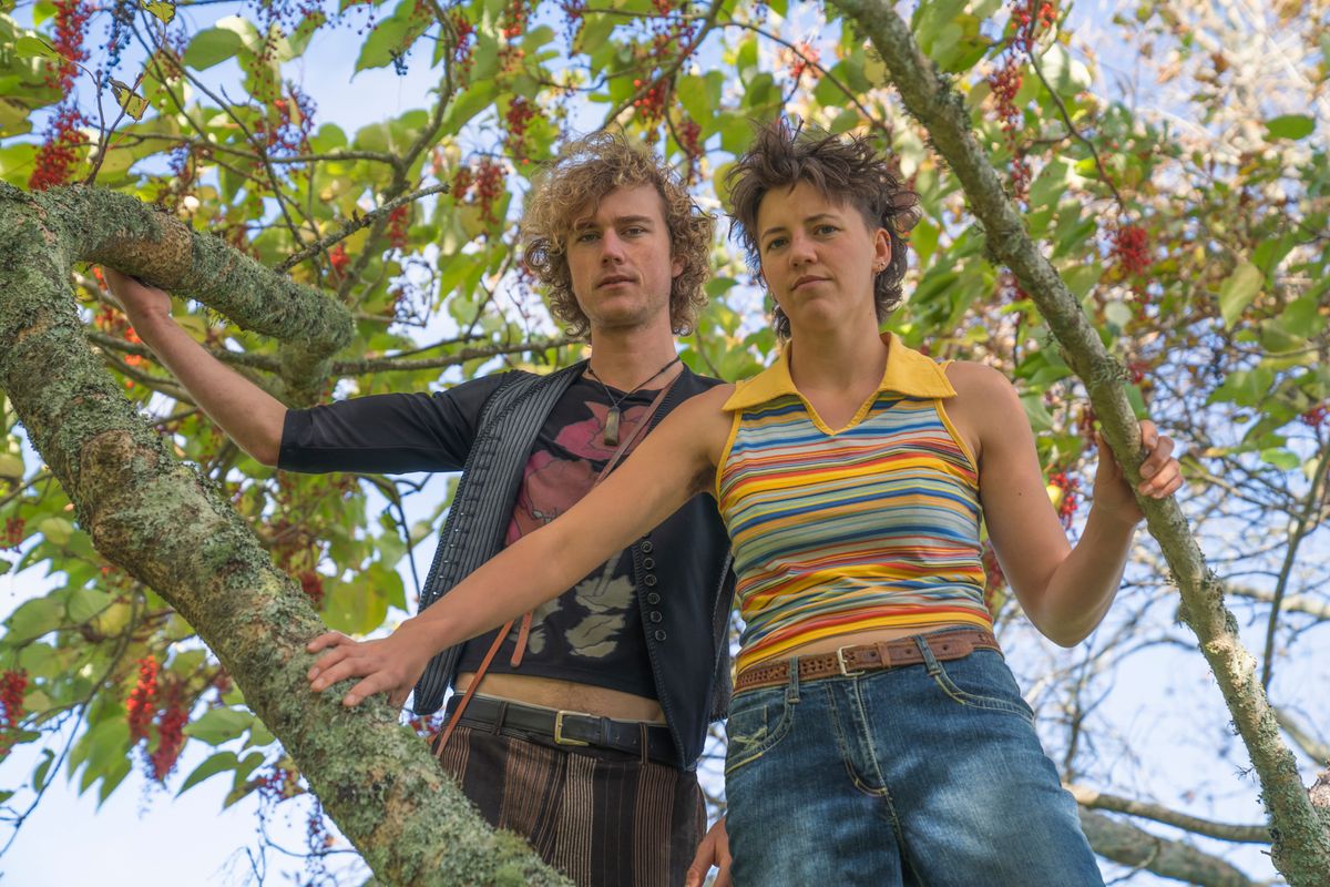 Image of the Southbound stage with a mircophone in the foreground.